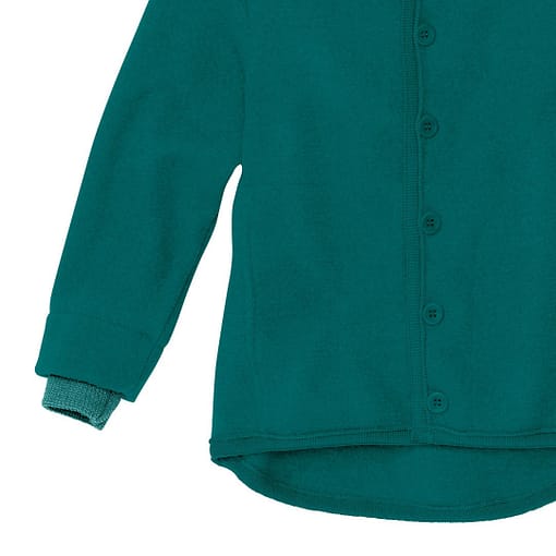 Cappotto in lana cotta verde petrolio dettaglio