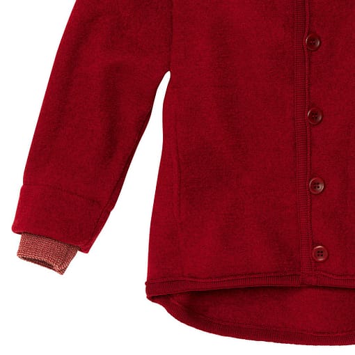 Cappotto in lana cotta bordeaux dettaglio